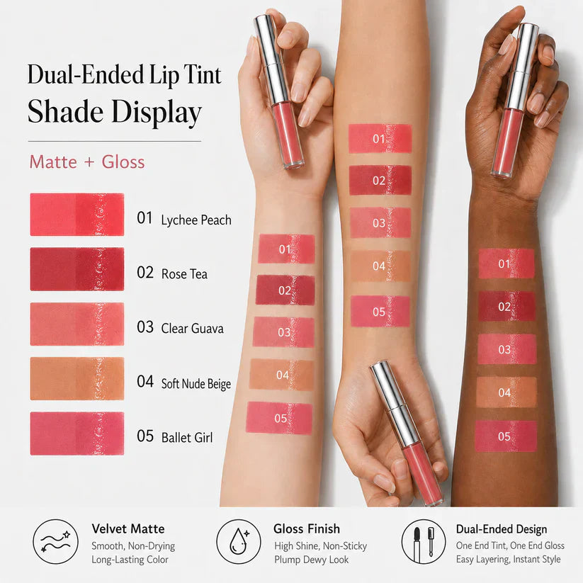 Perfect Twin Lip — Dual-Ended Liquid Lipstick with Velvet Matte Color and Glossy Shine