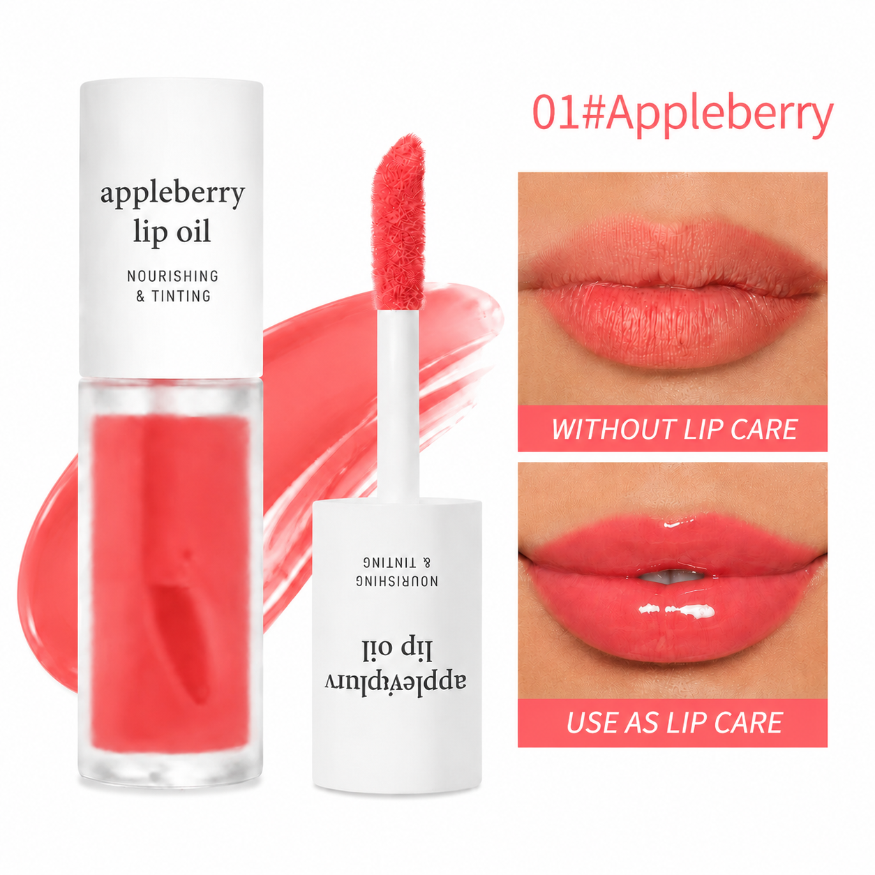2-in-1 Hydrating Lip Oil Stain for Natural Tint & Glass-Like Shine
