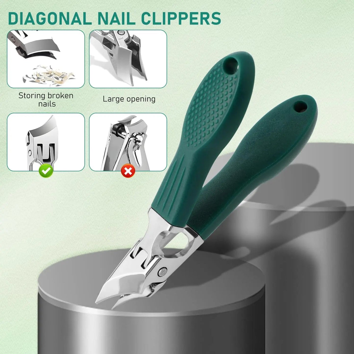 3PCS Slanted Nail Clipper Set-Clean & Effortless Cutting