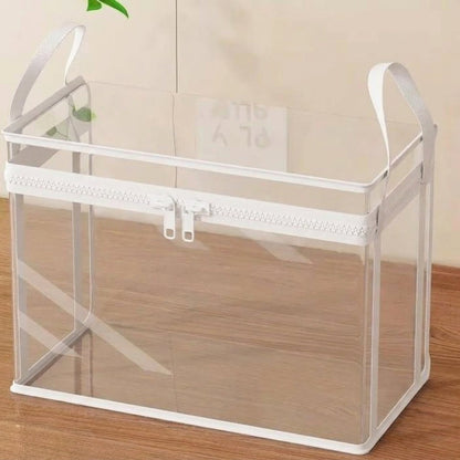 Large Clear storage Box with Hinged Lid -Heavy-Duty High Capacity Organizer