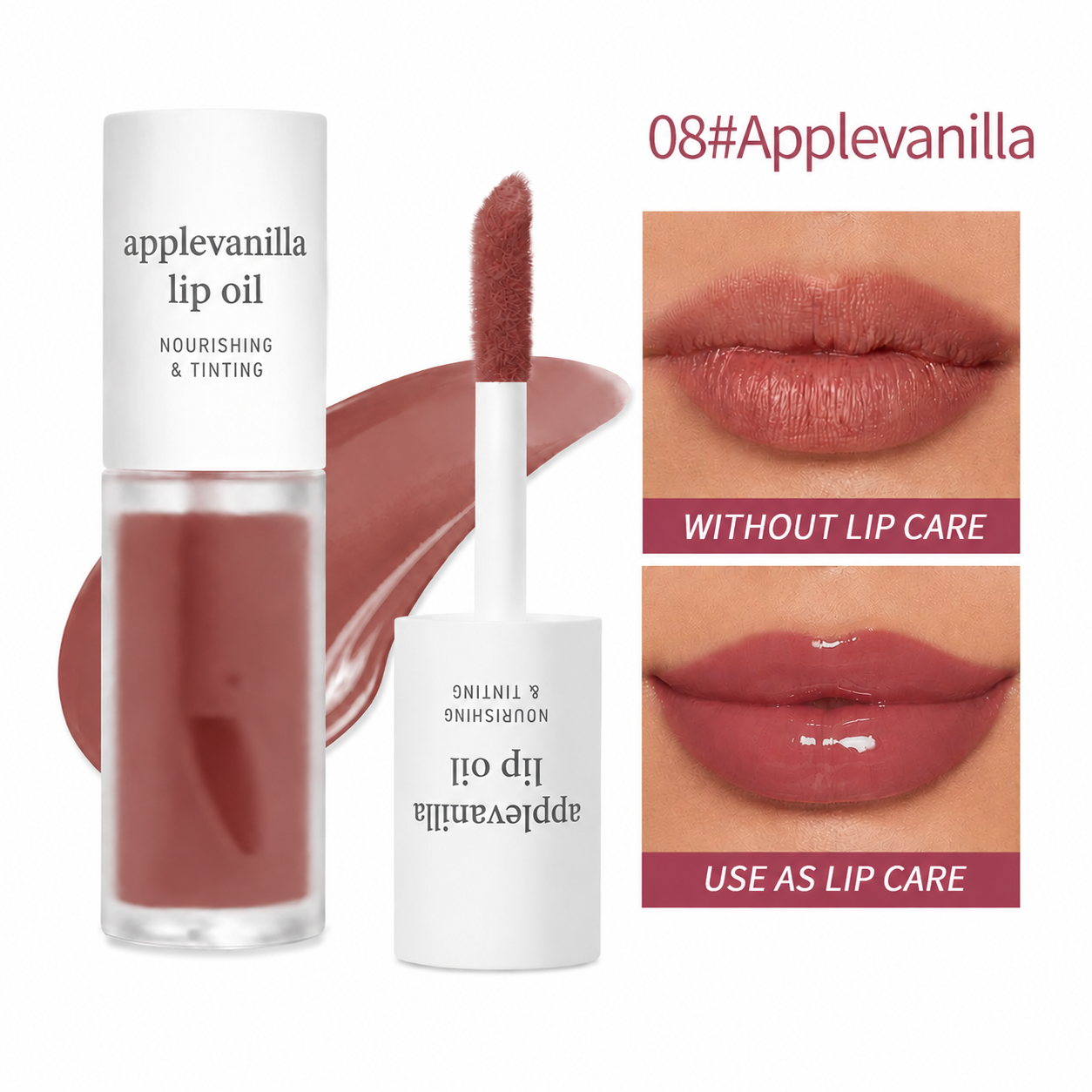 2-in-1 Hydrating Lip Oil Stain for Natural Tint & Glass-Like Shine