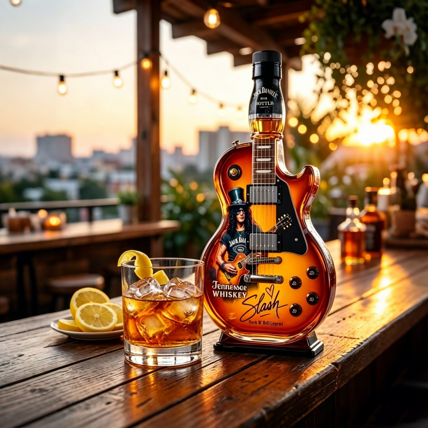 Appetite for Rock:Vintage Sunburst Guitar Figurine Spirit Bottle