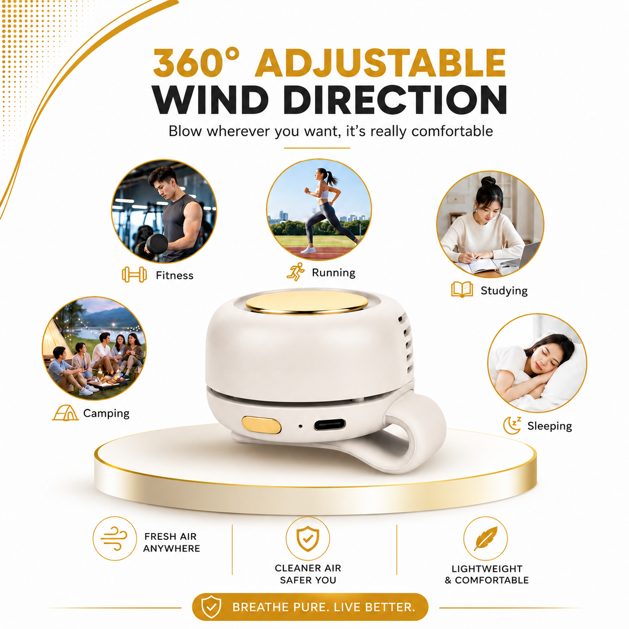 Portable Wearable Silent Mini Bladeless Cooling Fan