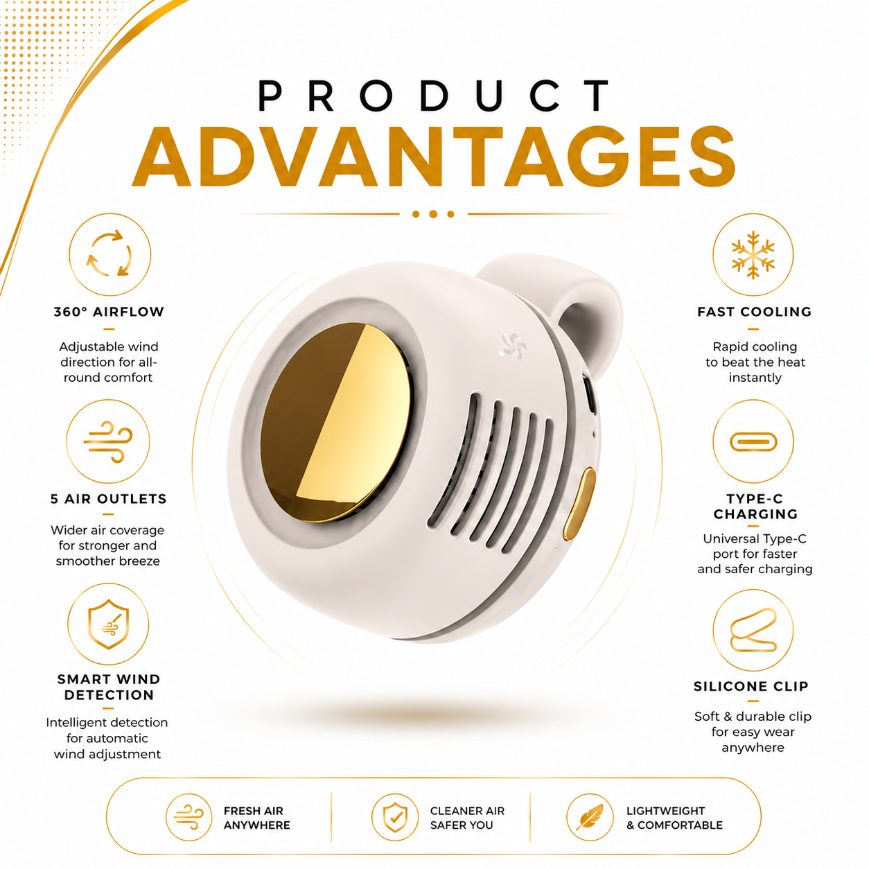 Portable Wearable Silent Mini Bladeless Cooling Fan