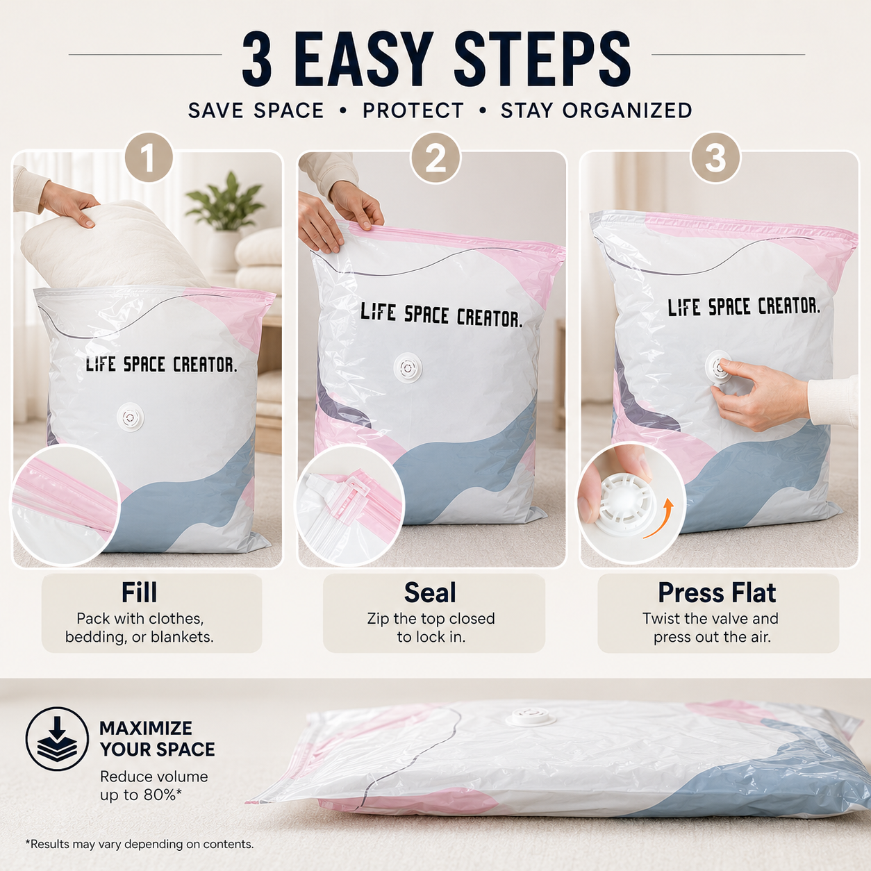 No-Pump Vacuum Storage Bags