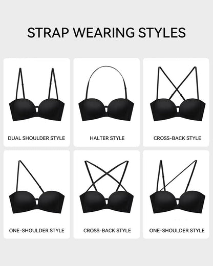 Strapless Front Closure Wireless Push-Up Bra