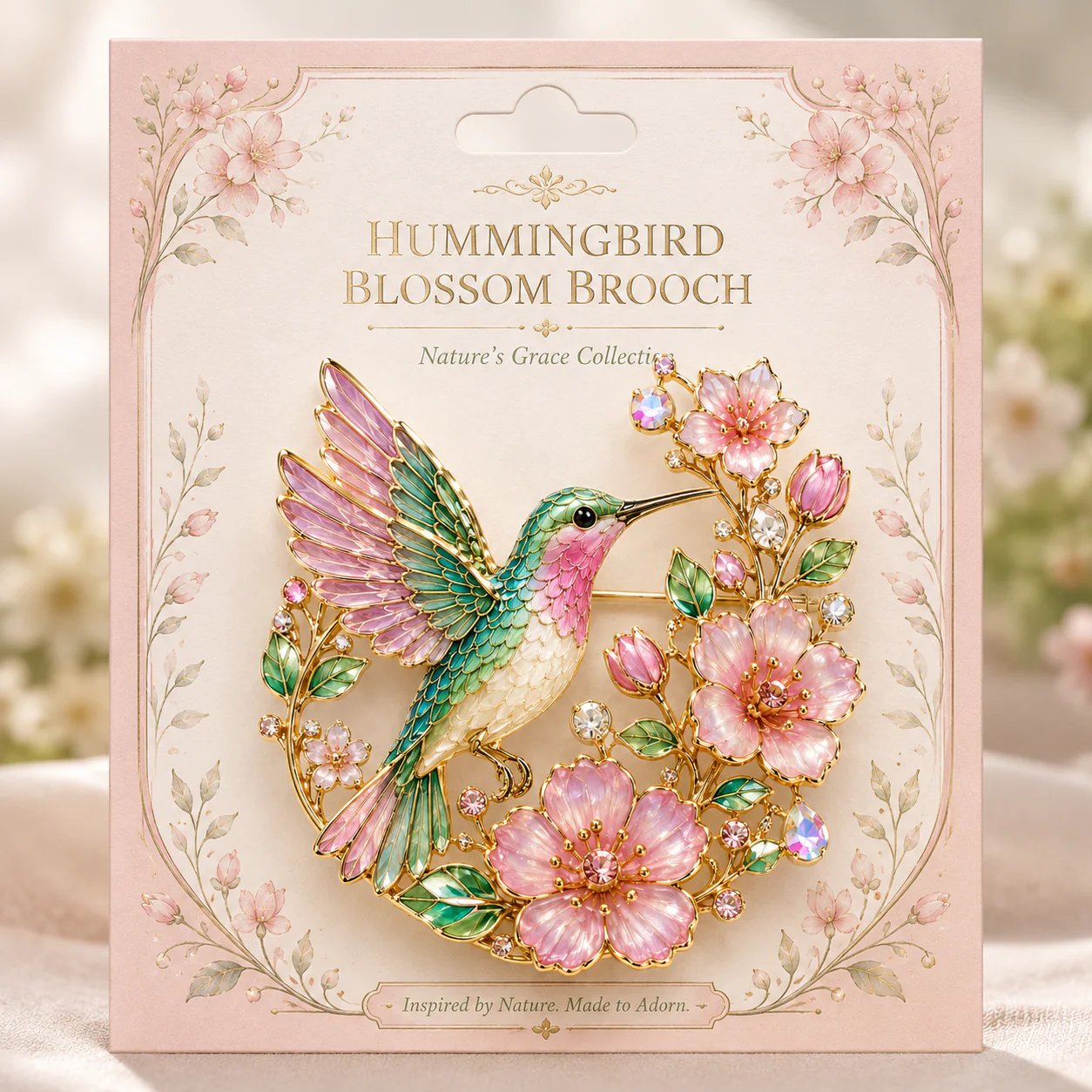 🌸Limited Edition 2026 Hummingbird Blossom Brooch ,Elegant Floral Bird Pin Jewelry Gift for Women