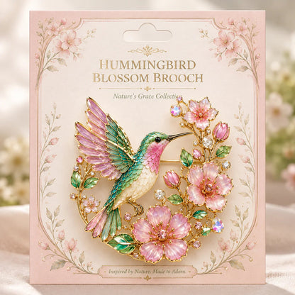🌸Limited Edition 2026 Hummingbird Blossom Brooch ,Elegant Floral Bird Pin Jewelry Gift for Women