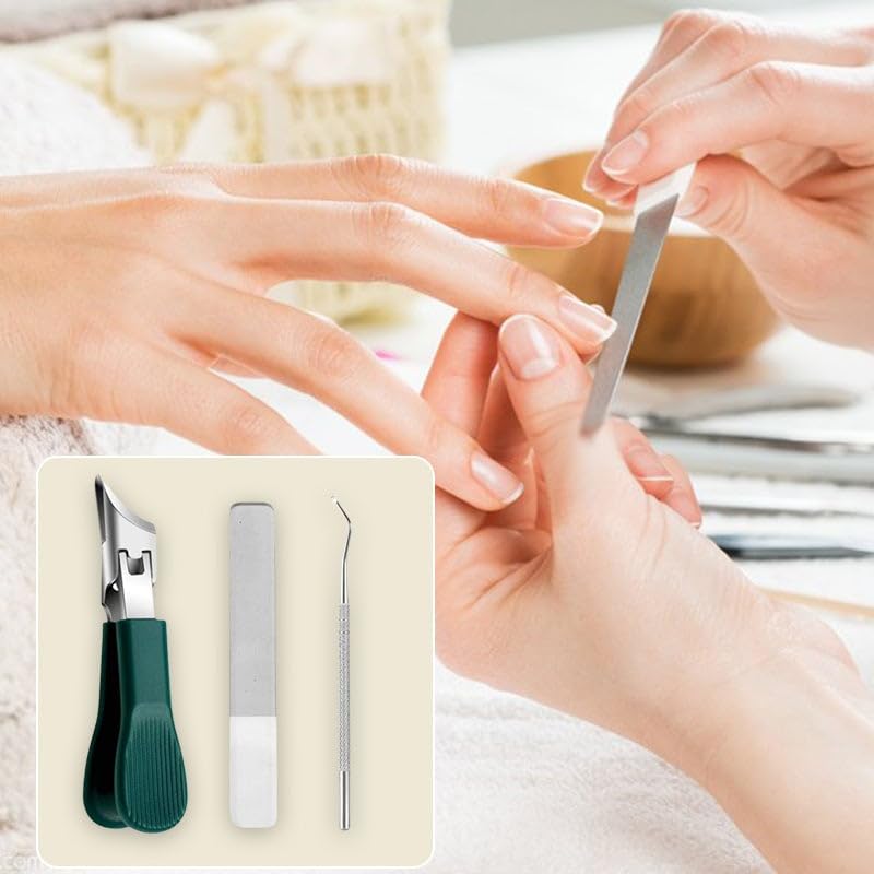 3PCS Slanted Nail Clipper Set-Clean & Effortless Cutting