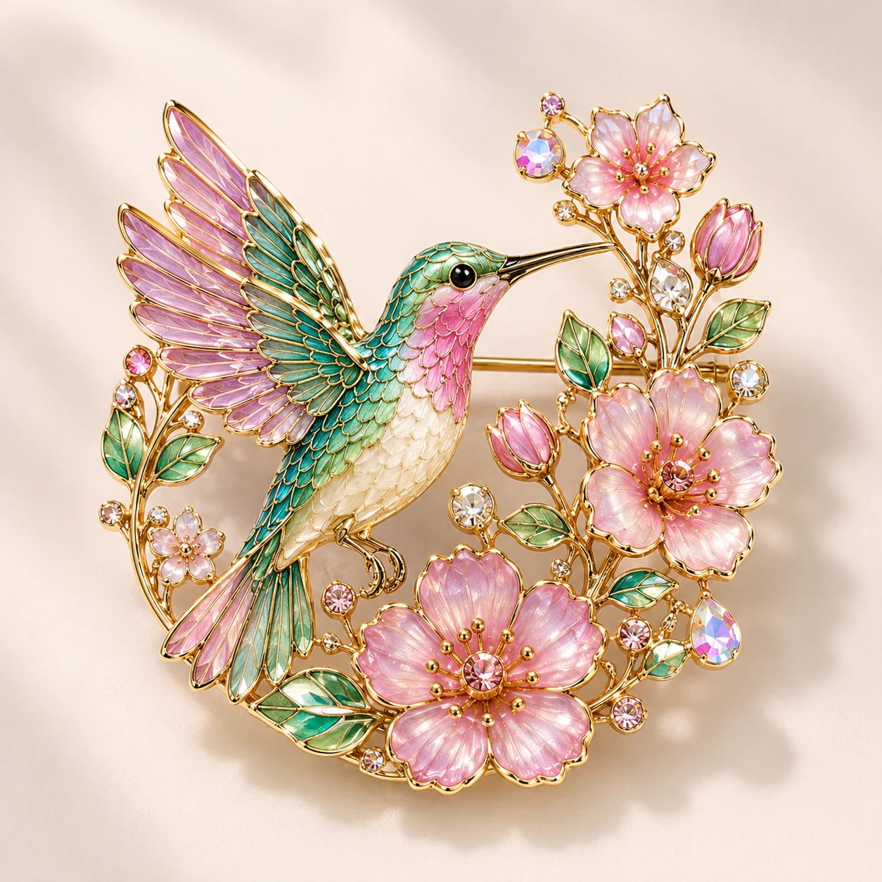 🌸Limited Edition 2026 Hummingbird Blossom Brooch ,Elegant Floral Bird Pin Jewelry Gift for Women