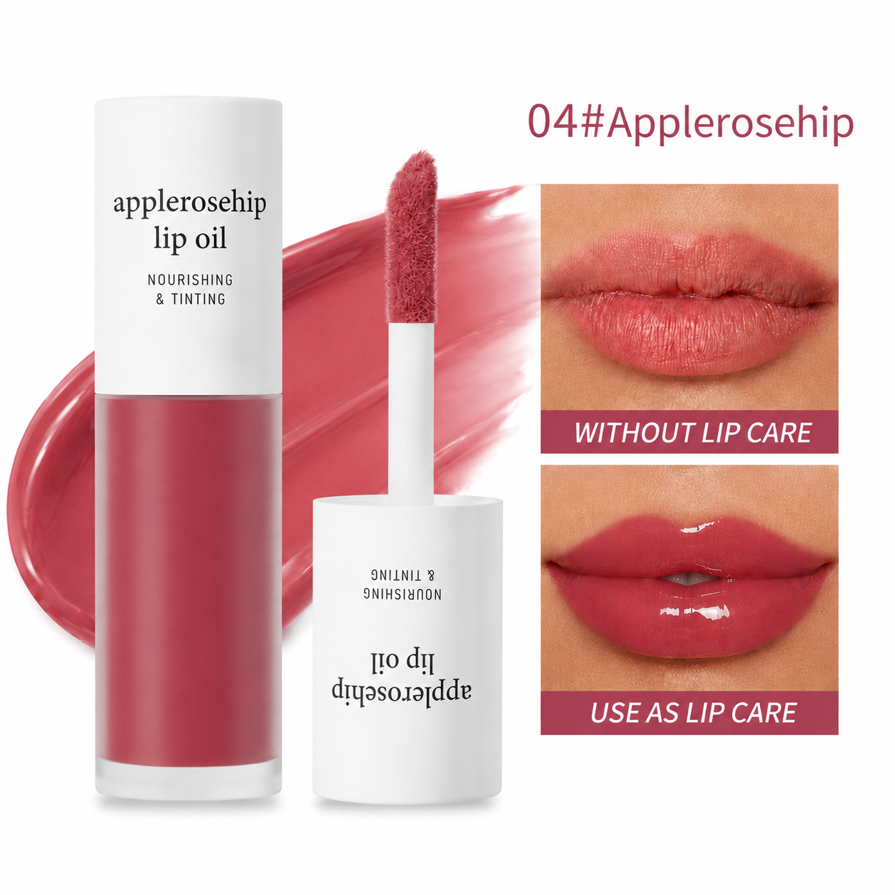 2-in-1 Hydrating Lip Oil Stain for Natural Tint & Glass-Like Shine