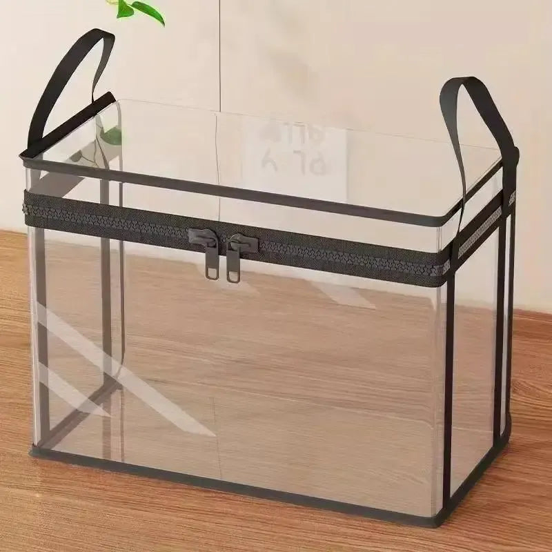Large Clear storage Box with Hinged Lid -Heavy-Duty High Capacity Organizer