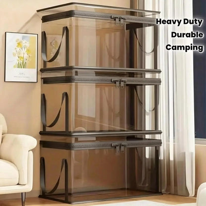 Large Clear storage Box with Hinged Lid -Heavy-Duty High Capacity Organizer
